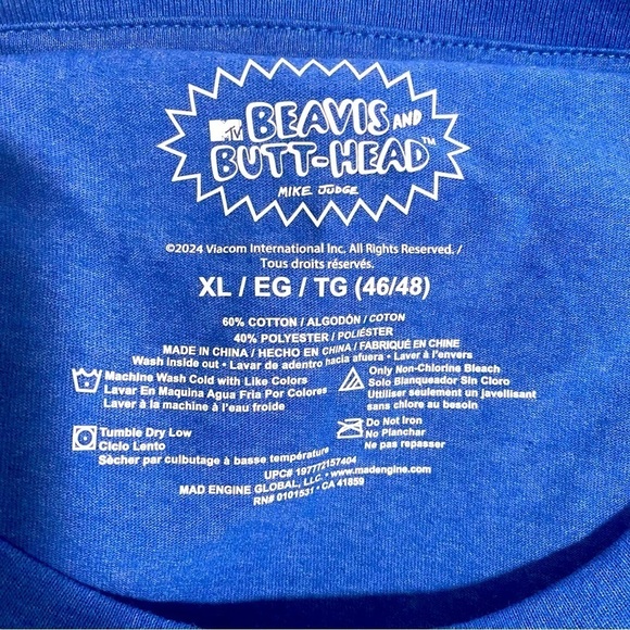 MTV Beavis & Butt-Head Wearing USA Flag T-Shirt Size XL (46/48) Rock-n-Roll NWT - Picture 2 of 5
